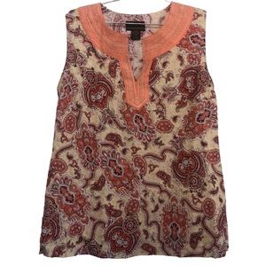 Anthropologie Fenn Wright Manson‎ coral paisley embroidered linen women’s…